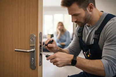 Cerrajero en acción durante una emergencia